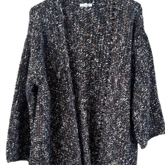 Maurices Black and Brown Chunky Knit Cardigan Size Medium Wide Sleeve - Picture 1 of 12